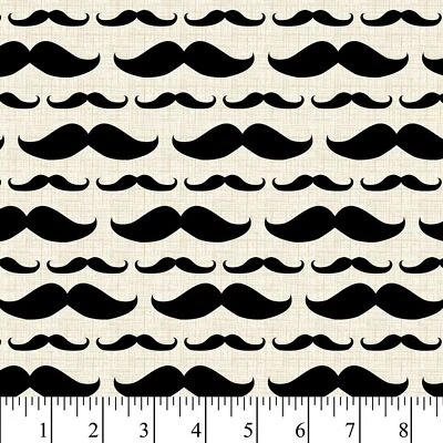 David Textiles Paris Mustache Stripe Sewing Fabric Cotton 36 X 44-In Precut NEW - Image 1 of 2