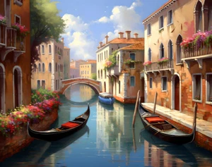 Venice Italy Scenery Oil Painting Home Art Wall Decor Picture Printed On Canvas - Picture 1 of 6
