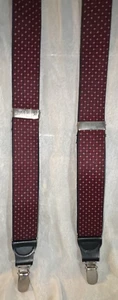 Men's Dotted Maroon Blue Beige Adjustable Dressy Suspenders 1 1/8" Wide - Picture 1 of 3