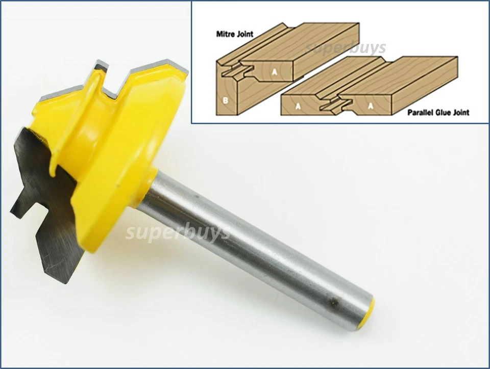 45 Degree Mitre Miter Lock Wood Clamp Joint Router Cutting Drill Bit Tool 1/4"