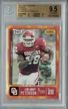 BGS 9.5 Adrian Peterson 2007 Sage Hit Hype #3 Rookie Card Fire Platinum 1/1