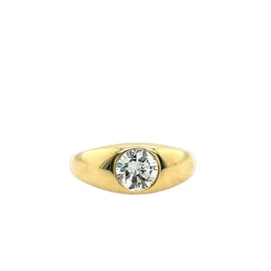 18ct Yellow Gold Diamond Ring, Set With 0.91ct Round Brilliant Natural Diamond - Picture 1 of 7