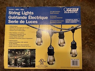 Feit Electric Commercial 48ft 11W Indoor Outdoor Weatherproof 24 String Ligths - Image 1 of 3
