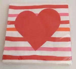Spritz Red Heart/Stripes Paper Napkins (30) 6.5" X 6.5" 2 Ply - Picture 1 of 4