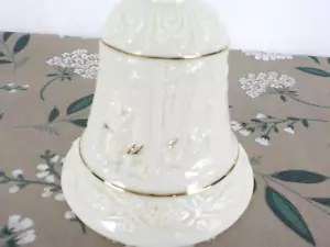 Decorative Ivory Porcelain Embossed Bell Woodland Santa & Reindeer Scene - Picture 1 of 8