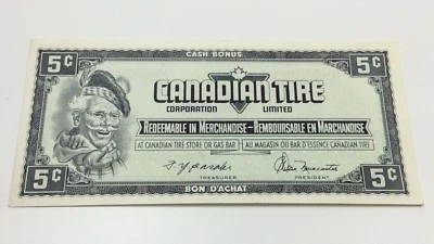 1974 Canadian Tire 5 Cents Uncirculated Banknote CTC Gas Bar Cash Bonus D191 - Image 1 of 4