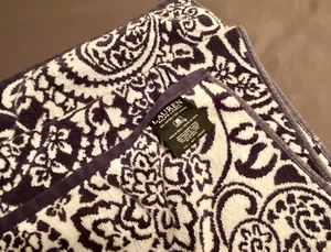 Ralph Lauren Bath Towel Indigo Blue White Floral 100% Cotton 26” X 54” Vintage - Picture 1 of 7