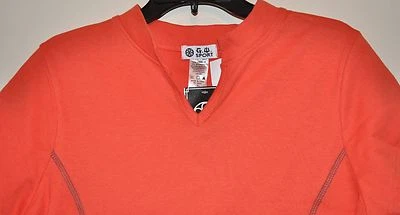 GW Sport Women's Orange Short Sleeve Split Neck Knit Top Sz XL - Image 1 of 3
