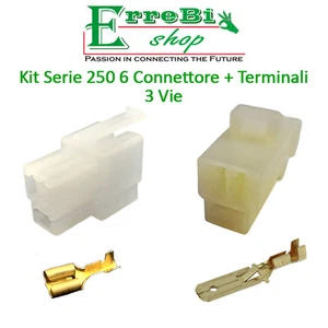 KIT STECKER SERIE 250 FASTON 6 MÄNNLICH WEIBLICH 3-WEGE + TERMINAL AUTO MOTORRAD - Bild 1 von 1