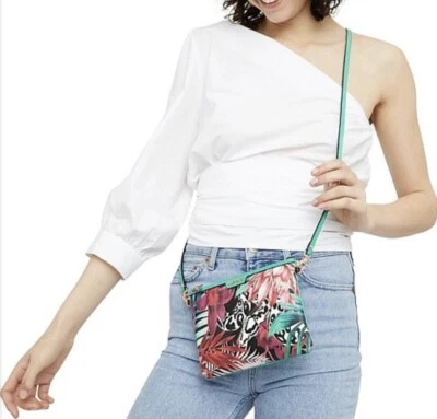 MIMCO SERPENTINE MEDIUM POUCH Crossbody Phone bag Brand New Green Pink Floral - image 1 of 4