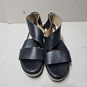 Bussola Womens Flat Sandals Casual Postdam Wide Strap Capretto  Black UK7 EU40