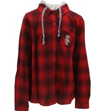 Wisconsin Badgers NCAA Teen Girls Size Hooded Flannel Long Sleeve Shirt New Tags
