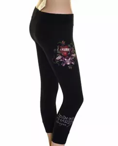 New Women's Ed Hardy Stretch Cropped Leggings Xsmall Size 6-8 Love Kills Slowly - Picture 1 of 5