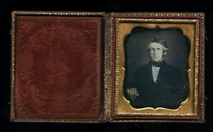 1/6 Daguerreotype ID'd Man + Notes in Case Philadelphia Estate - Picture 1 of 4