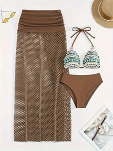 NWT AD Tribal Print 3 Piece Set Bikini, SIZE XL - Picture 1 of 6
