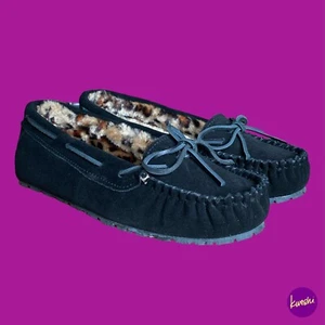 SPERRY TOPSIDER Reina Suede Slippers, Faux Fur, Black/Leopard, UK 6.5/EU 40 - Picture 1 of 6