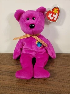 TY 1999 MILLENNIUM the BEAR BEANIE BABY Purple - Picture 1 of 4