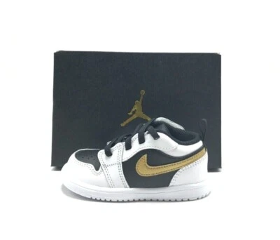 *NUEVO* NIÑOS PEQUEÑOS BEBÉ NIKE AIR JORDAN 1 LOW ALT (TD) BLANCO/ORO (DR9747 172) 👍 Foto 1 de 4