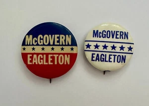 2 McGOVERN EAGLETON 1972 Presidential Campaign Pinbacks - Picture 1 of 2