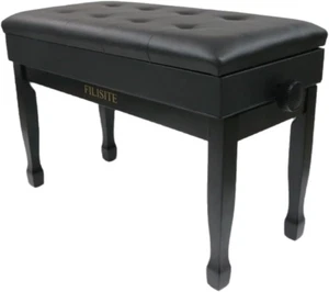 Adjustable Height Piano Bench with Storage, Solid Wood Duet Keyboard Stool, Wate - Picture 1 of 6