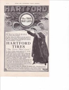 Original 1909 Hartford Reifen Print-Anzeige / Frau winkt Rennfahrer ab - Bild 1 von 1