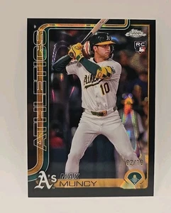 2025 Topps Chrome #221 Max Muncy SSP BLACK RAYWAVE 2/10 RC Rookie Athletics - Picture 1 of 10