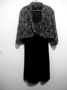 Dressbarn  Cocktail Dress & Jacket Sequins Fan Pleated Party Wedding SZ 22W - Picture 1 of 21