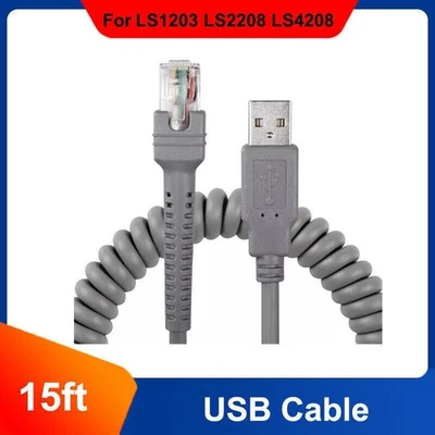 USB Cable For Symbol Barcode Scanner LS2208 LS4208 DS6878 CBA-U09-C15ZAR Lot - Image 1 of 4