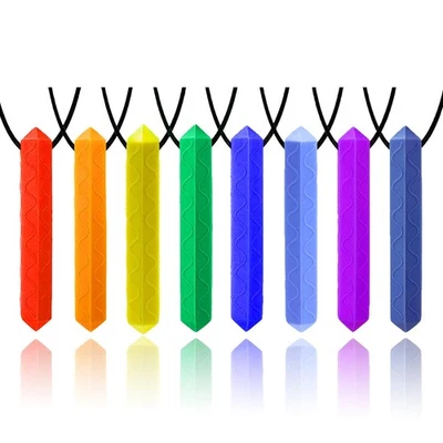 Paquete de 8 Collar Masticable Sensorial, Collares Masticables de Diamantes para Niños Sensoriales con Autismo, Alimentos Foto 1 de 4