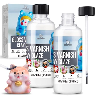 Esmalte de arcilla seca al aire - Barniz de arcilla de 7 oz/200 ml, esmalte de arcilla polimérica, alto brillo... Foto 1 de 4
