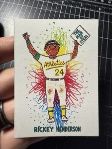 Project I Am 6 - Rickey Henderson Man Of Steal Kids Art Baseball Card Custom - Picture 1 of 2