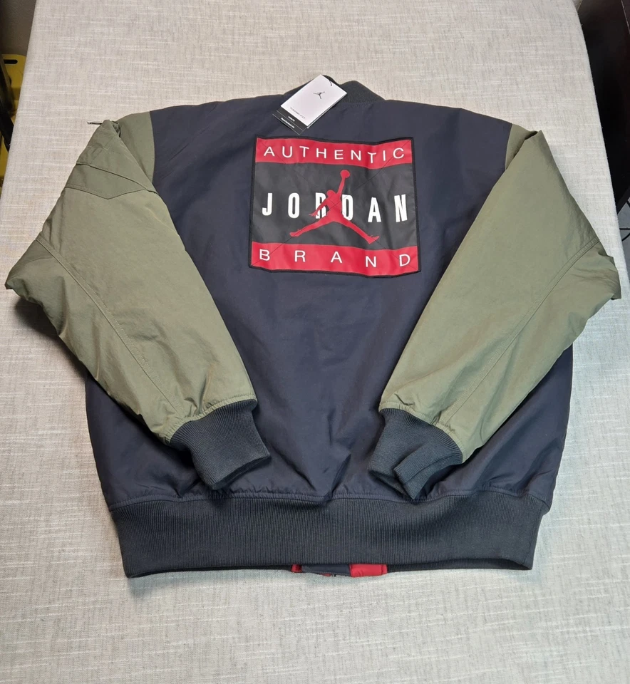 Nike Air Jordan Bomber Jacket Black Olive Green HQ2664-045 U.S Men's M