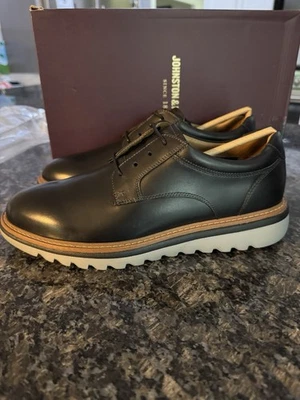 Sapato masculino Johnstonn & Murphyy Braxton biqueira lisa preto tamanho 9. Vestido Oxford Novo com etiquetas - Imagem 1 de 4