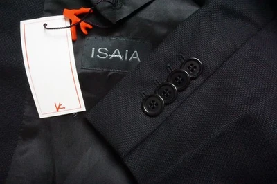 Isaia Napoli Dark Blue Woven 100% Wool Sport Coat Jacket 42R NEW - Image 1 of 4