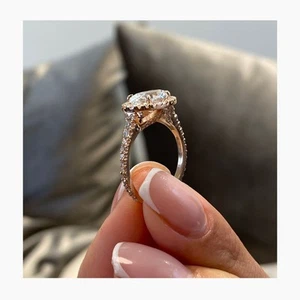 Diamond Ring VS1 F IGI Certified Oval 2.65 Carat Halo Labcreated 18K Rose Gold - Picture 1 of 15