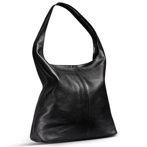 Italian Genuine Calf Leather Hobo Bag for Women with Zipper | Large Soft Slou... - Picture 1 of 8