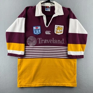 NSWRL Brisbane Broncos Rugby Jersey Shirt Mens XL 90s Vintage Cotton Canterbury - Picture 1 of 22