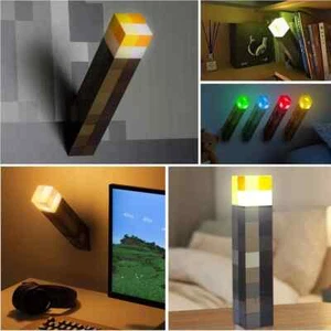 Minecraft Torch Lamp LED Night Light 4 Colors USB Rechargeable Gift Toy for Kids - Picture 1 of 7
