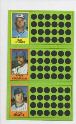 1981 Topps Baseball Scratch Off Bob Horner Steve Henderson John Stearns - Image 1 of 2