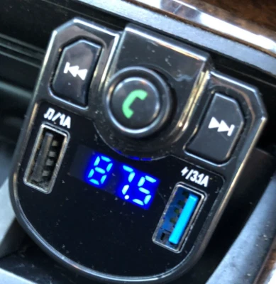 Bluetooth Hands-Free Car Kit with Dual USB Charger, FM Transmitter & MP3 Player - Image 1 of 4