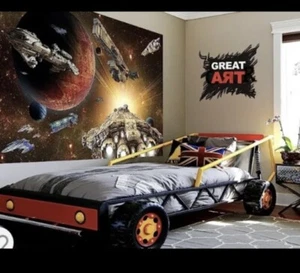 Great Art Spaceships Wallpaper Mural 132” x 93.7” Star Wars Style Kids Room - Picture 1 of 3