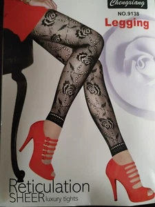Blumen All Over Netz Leggings schwarz - Bild 1 von 1