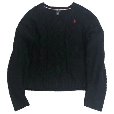 US Polo Assn. Suéter Top Pull-Over Tejido con Cable Negro para Mujer 3X Foto 1 de 2