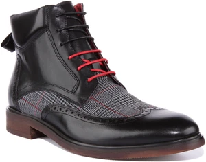 JUSTINREESS ENGLAND Douglas Mens Brogue Design Ankle Boot In Black Size UK 6- 12