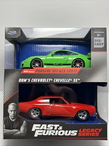 Jada Fast & Furious Legacy Series Porsche 911 GT3 (997) DOM'S Chevelle SS NEW! - Picture 1 of 12