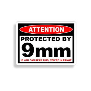 Protected 9 mm bullet Warning Sticker Pistol Gun Safe 9 Car Vehicle Window Decal - Picture 1 of 1