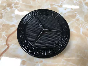 Front Hood Emblem AMG Glossy Black Flat Laurel Wreath Badge Mercedes A2048170616 - Picture 1 of 4