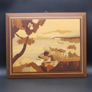 Scena paesaggio intarsiato legno intarsiato decorazione arte parete quadro legno Sorrento Italia - Foto 1 di 11