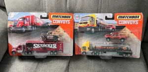 2 MATCH BOX CONVOY TRUCKS 2019 DRAGON SLAYER PETROL,SKYJACKER SUSPENSIONS - Picture 1 of 2