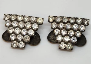 Vtg Musi Shoe Clips - Silver - Rhinestones - Small Triangles - Two Shoe Clips - Picture 1 of 7